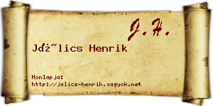 Jálics Henrik névjegykártya