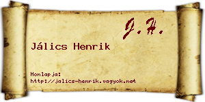 Jálics Henrik névjegykártya